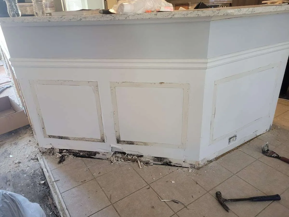 Water damage and mold on kitchen during Mold Inspection & Testing in Malibu